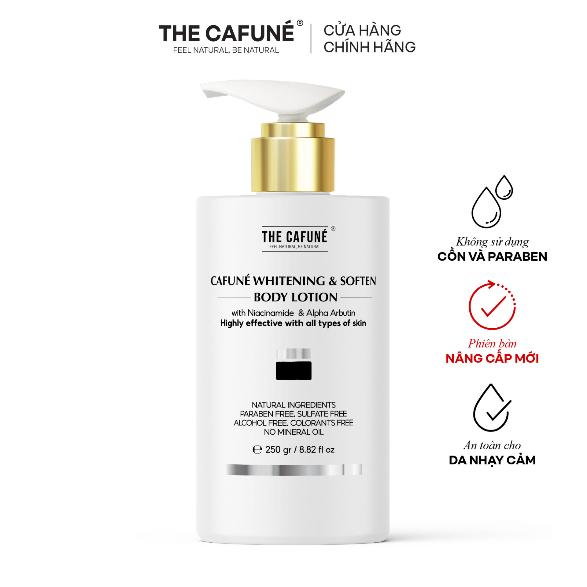 Kem Body Dưỡng Trắng Da The Cafuné Bản Nâng Cấp thẩm thấu nhanh, không nhờn rít dưỡng thể 250gram - Ảnh 1