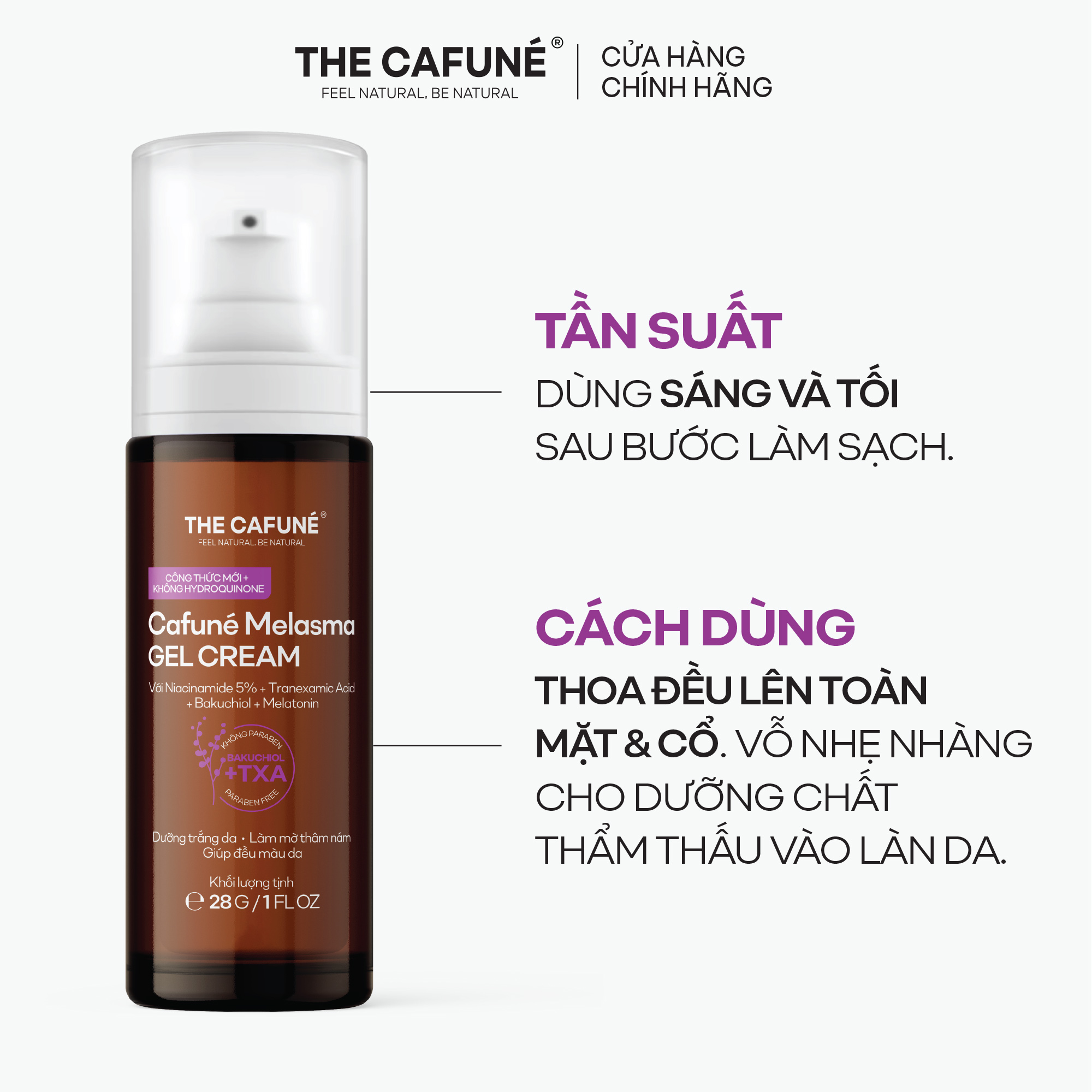 Kem Làm Mờ Thâm Nám, Tàn Nhang Và Đều Màu Da Tối Ưu Cafuné Melasma Gel Cream, 28g