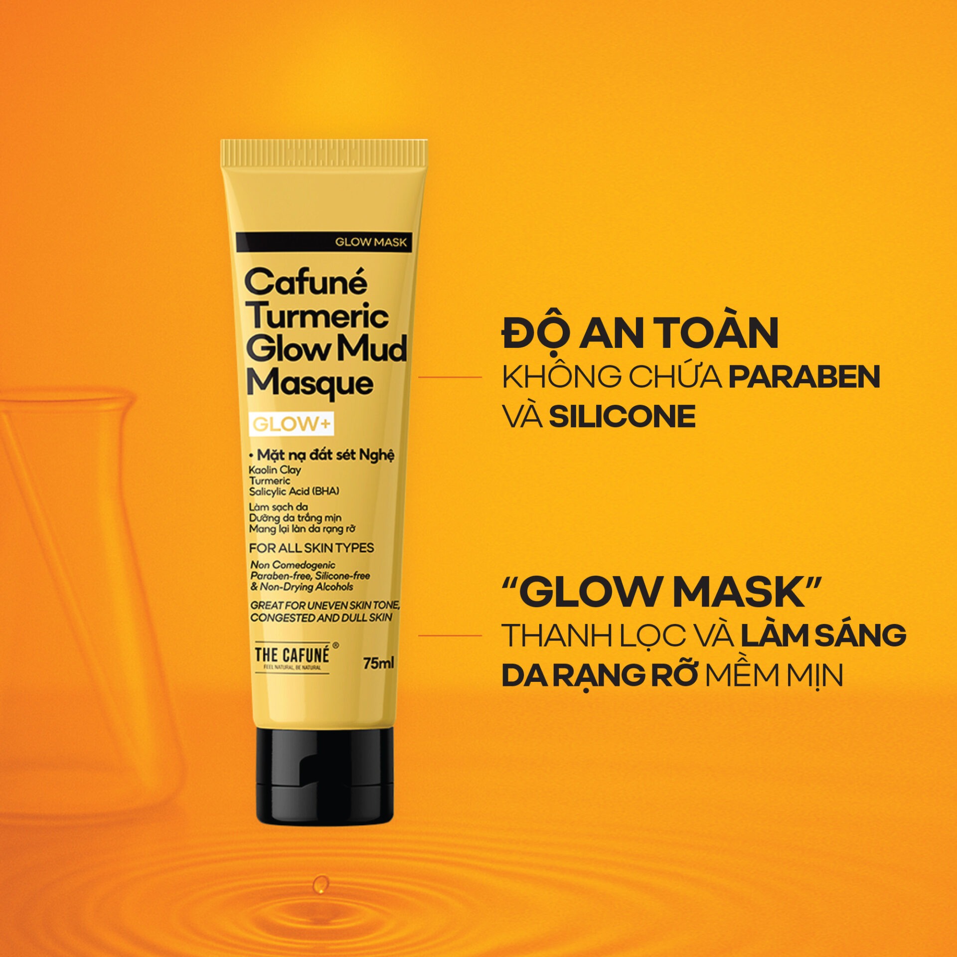 Mặt nạ đất sét nghệ Cafuné giúp dưỡng sáng, giúp da mịn màng và rạng rỡ, 75ml