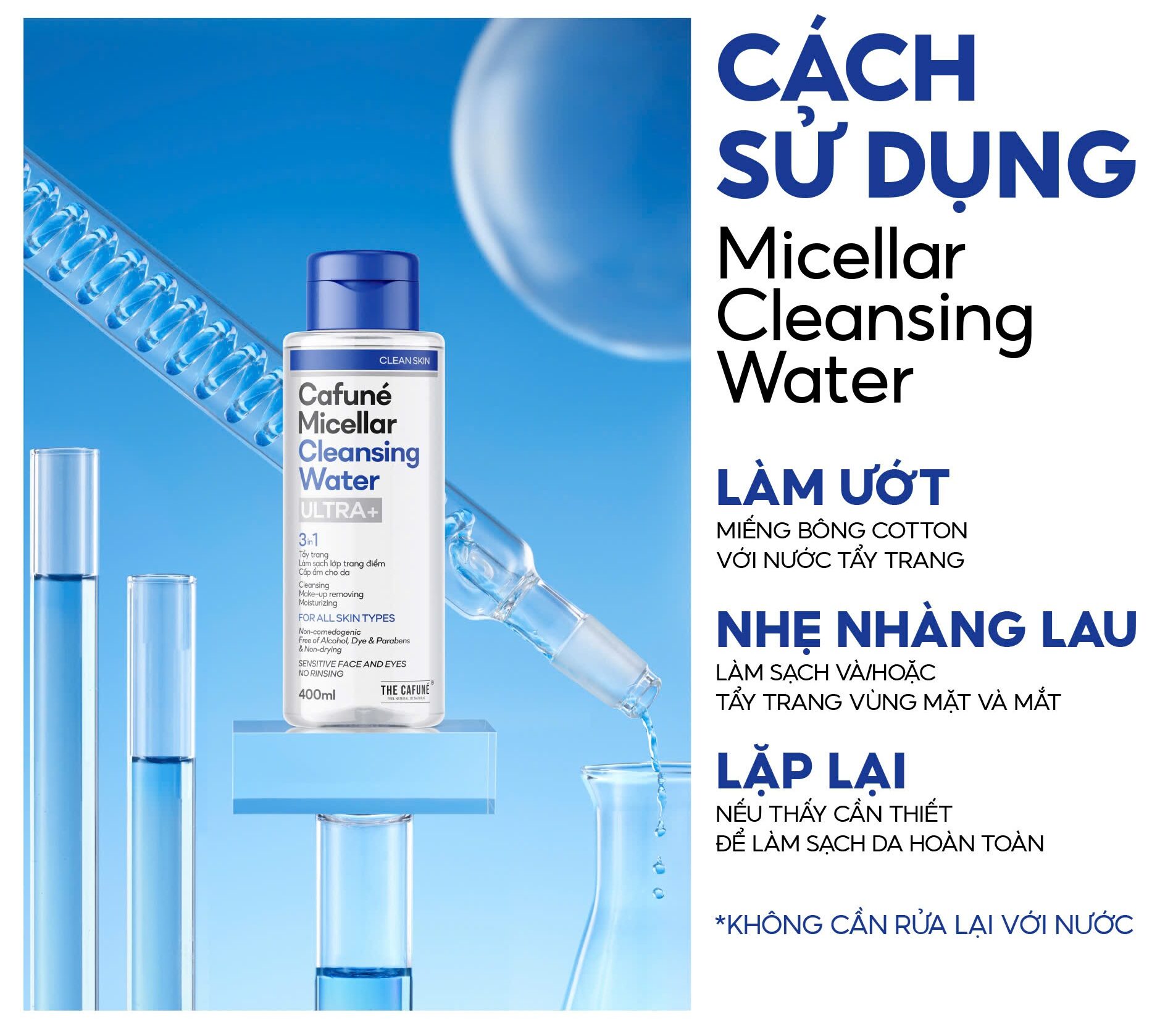 Nước tẩy trang Cafuné Micellar Cleansing Water ULTRA+ 400ml - Ảnh 2