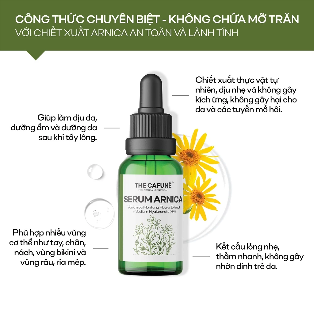Serum Ức Chế Mọc Lông chiết xuất hoa cúc Arnica Cafuné hỗ trợ triệt lông triệt để an toàn 20ml - Ảnh 4